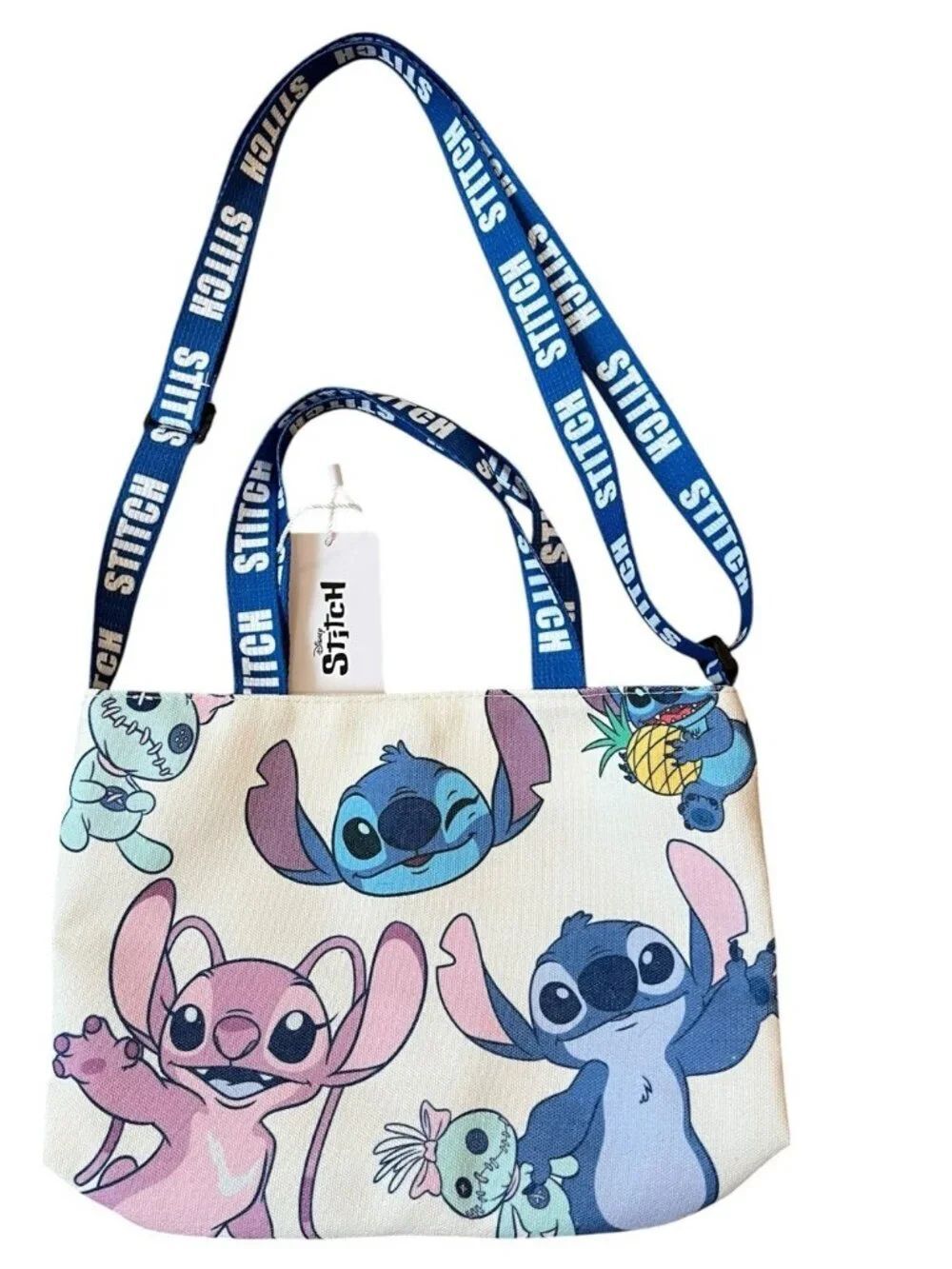 Disney Kids Stitch Angel Scrump Shoulder Canvas Bag Convertible Crossbody Purse